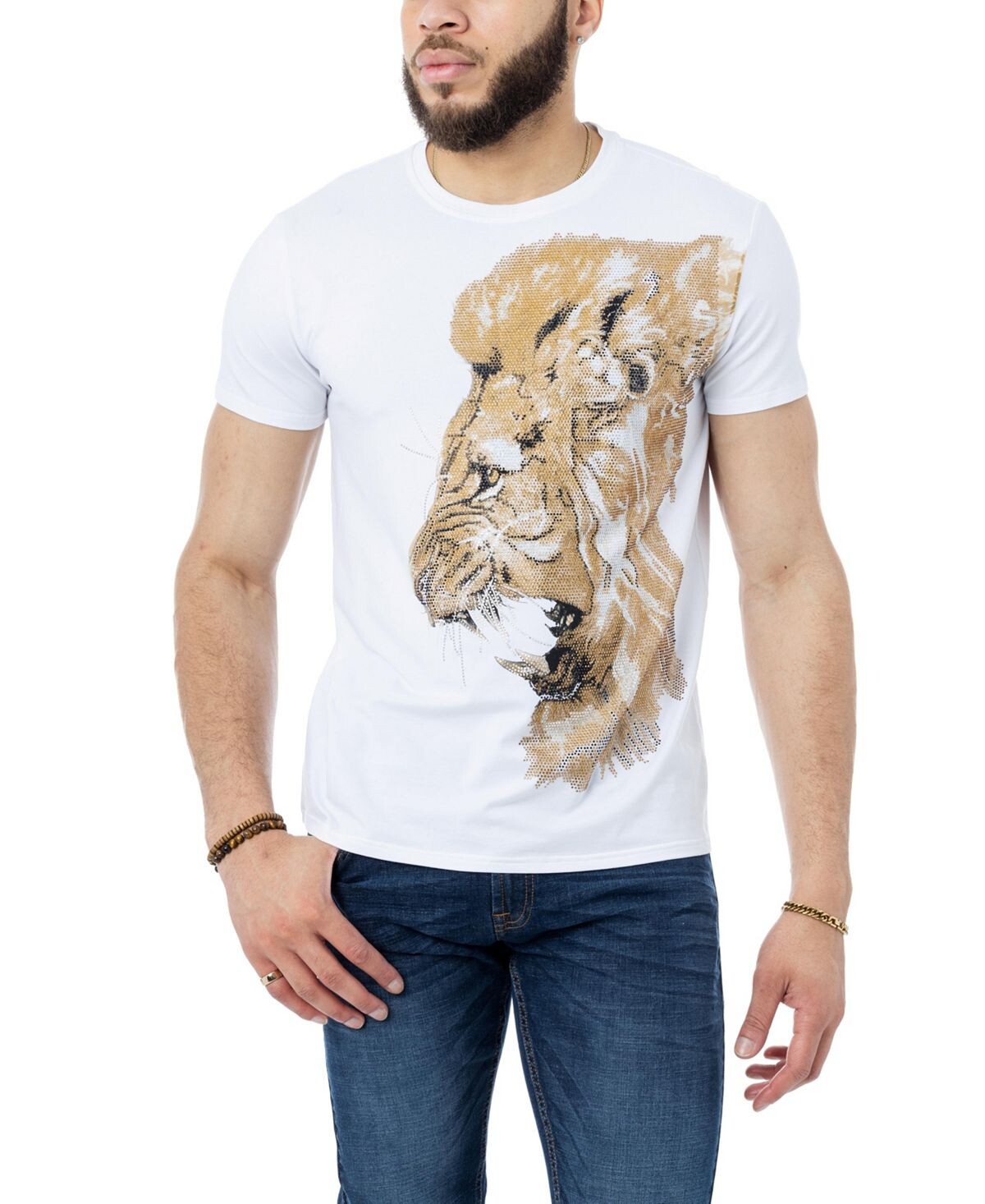 

Мужская футболка со стразами roaring lion X-Ray, белый