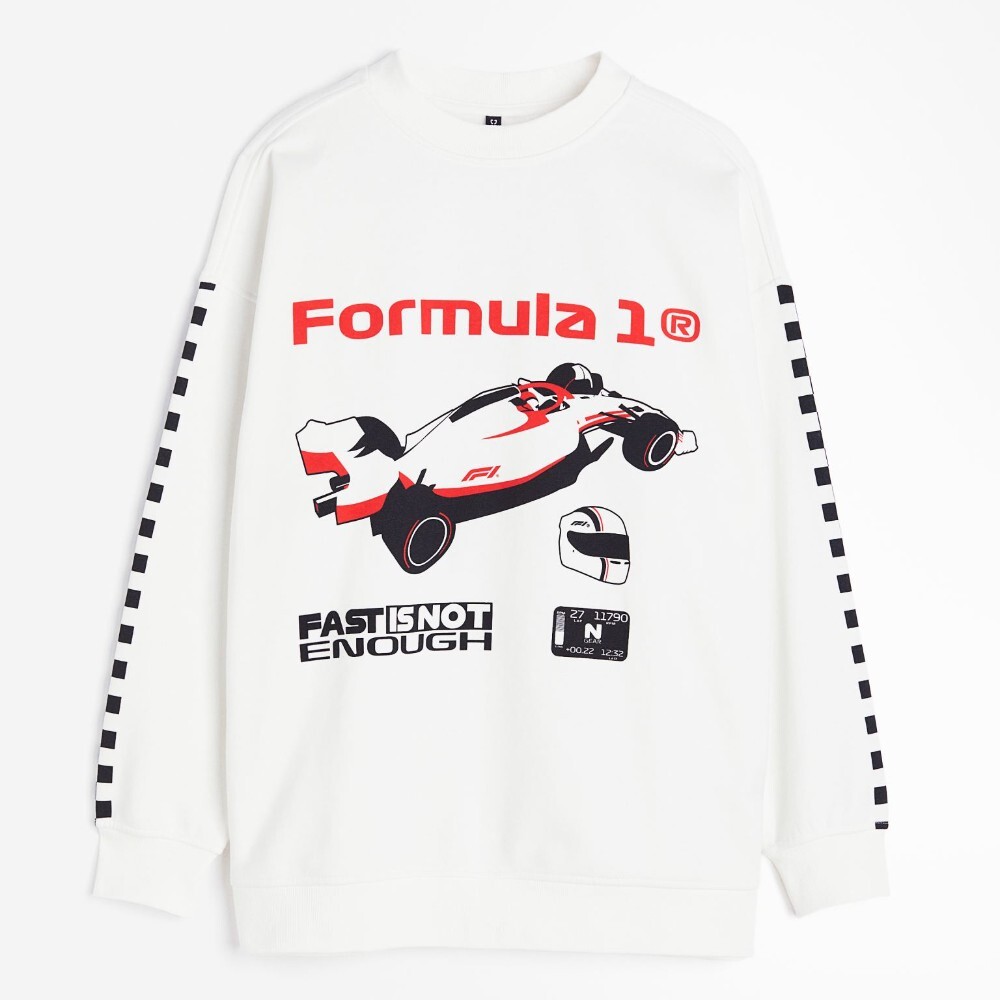 

Свитшот H&M Oversized Printed Formula 1, белый