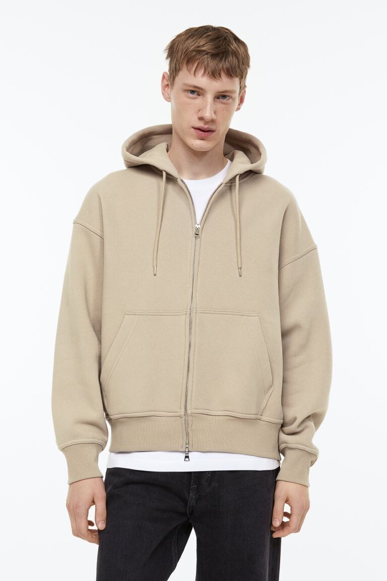 Худи на молнии оверсайз H&amp;M, бежевый