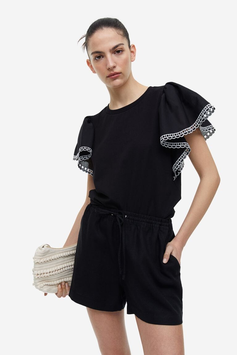

Шорты из смесового льна H&M, черный