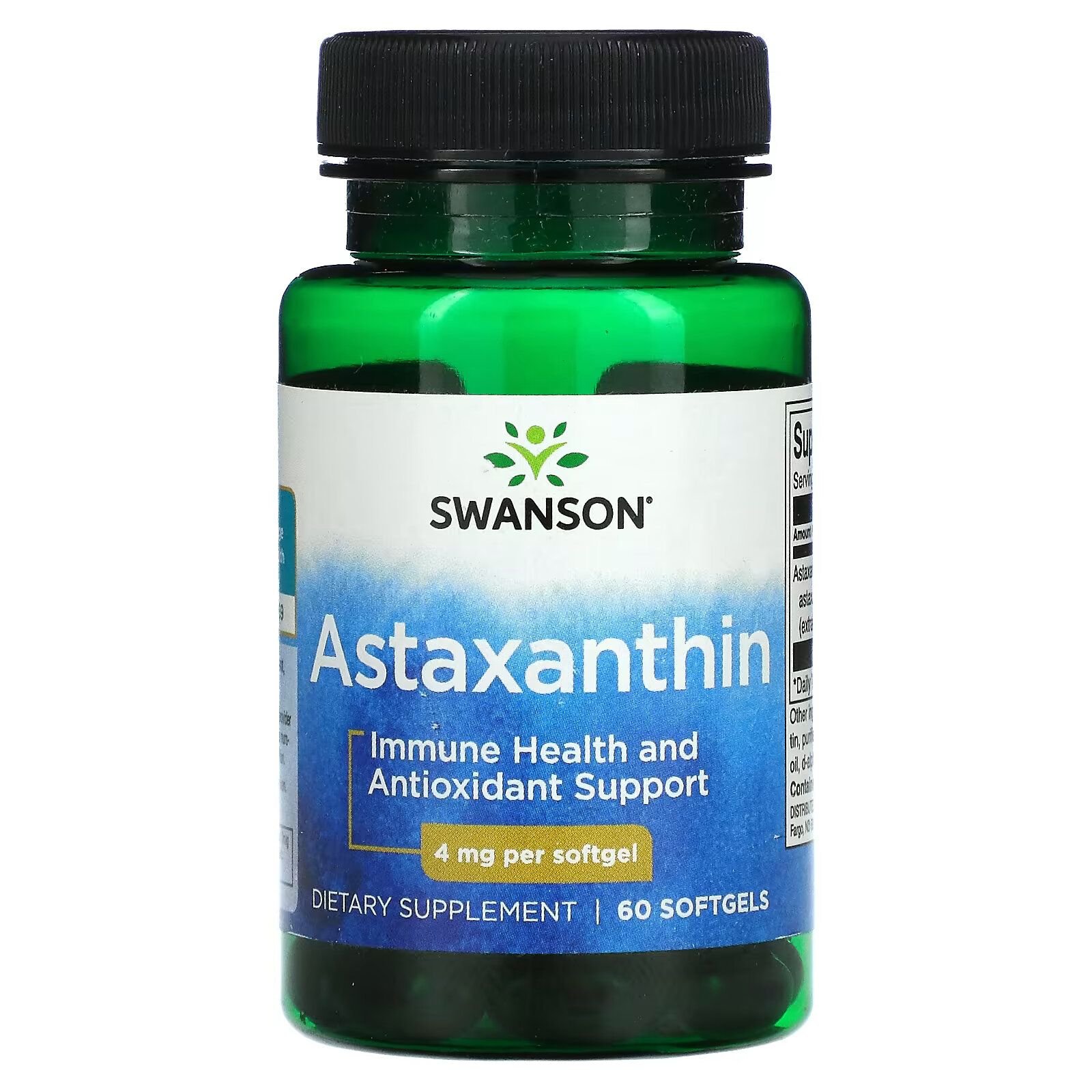 Swanson, Астаксантин, 4 мг, 60 мягких таблеток swanson масло зародышей пшеницы 1130 мг 60 мягких таблеток