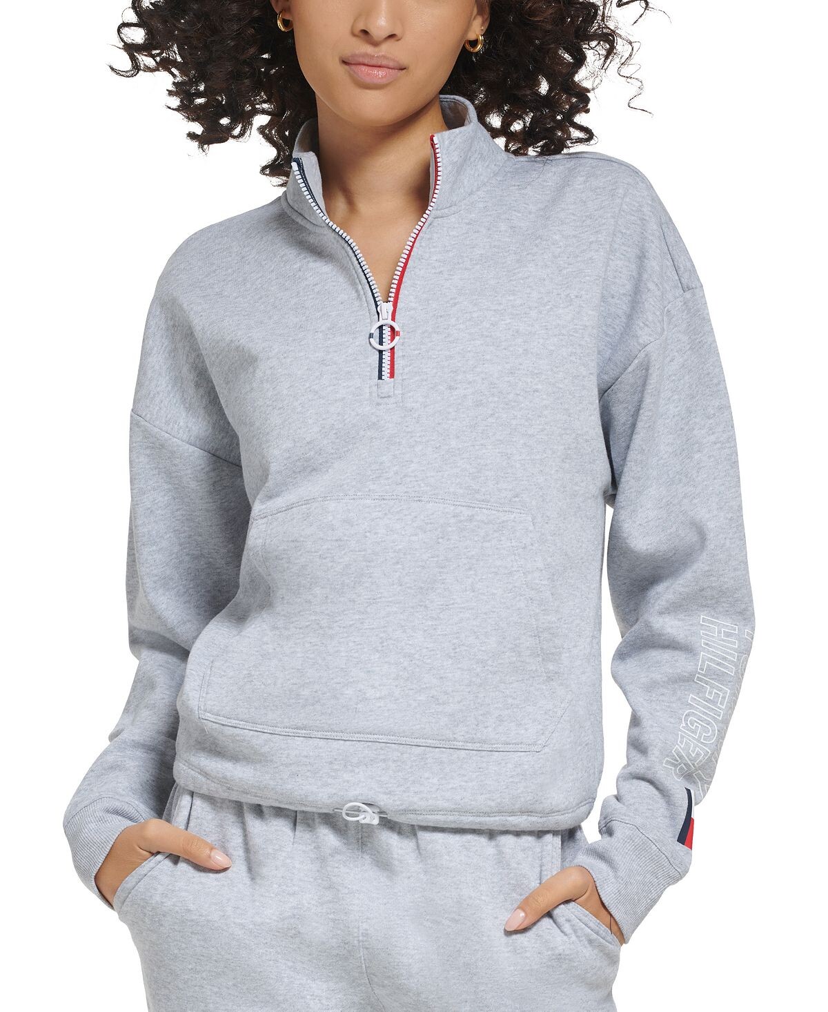 

Женская пуловерная толстовка с заниженной линией плеч и молнией 1/4 Tommy Hilfiger, мульти