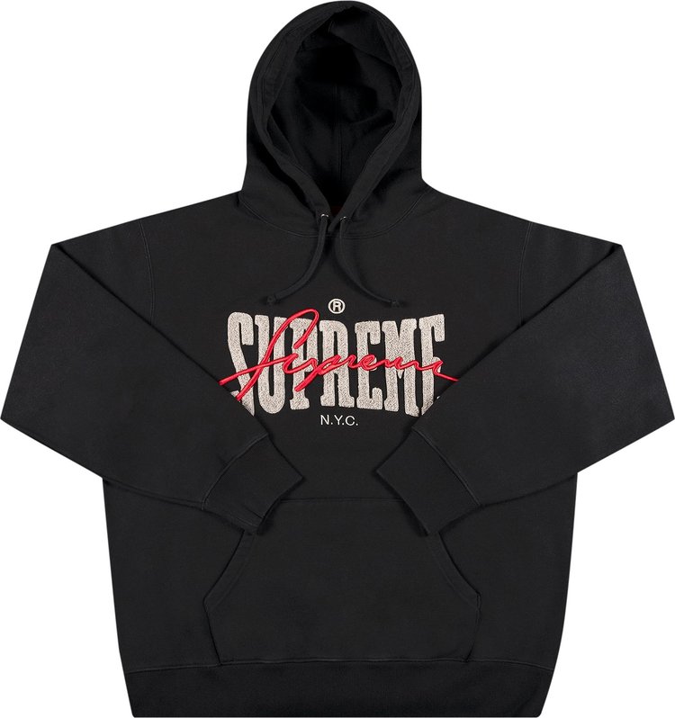 

Толстовка Supreme Embroidered Chenille Hooded Sweatshirt 'Black', черный
