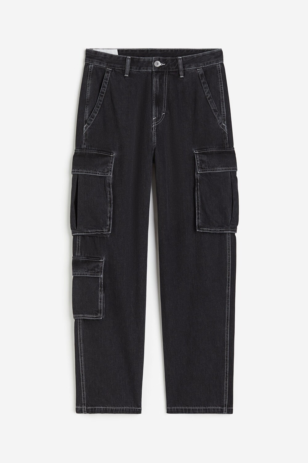 

Брюки H&M Loose Fit Cargo, черный