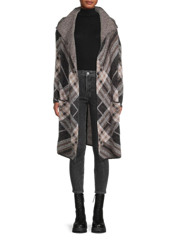 

Элегантный кардиган с отложным воротником Joseph A Caramel plaid
