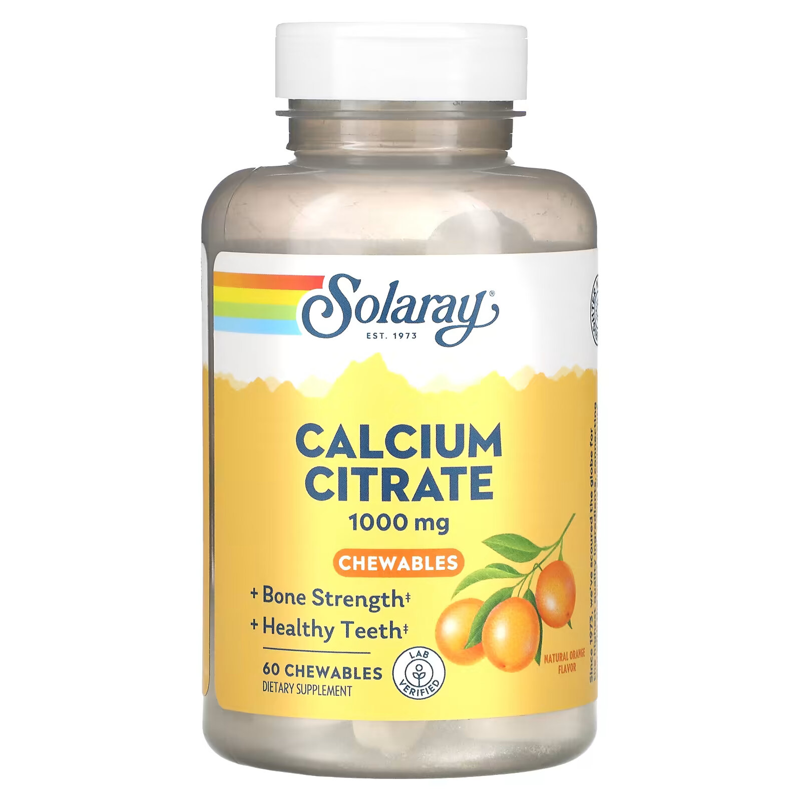 Solaray, Цитрат кальция, натуральный апельсин, 250 мг, 60 жевательных таблеток yumv s ноль витамина c апельсин 125 мг 60 жевательных таблеток