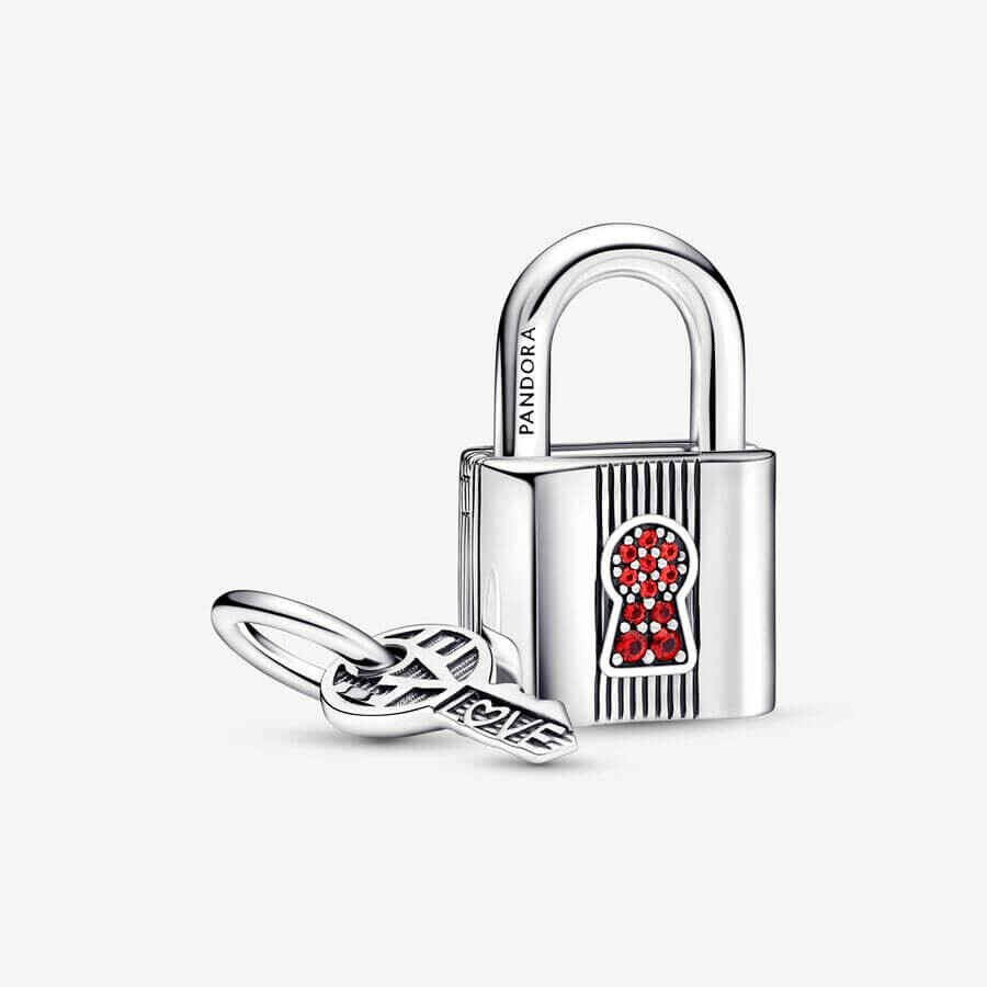 

Шарм-подвеска Pandora Moments Padlock and Key, серебро/красный