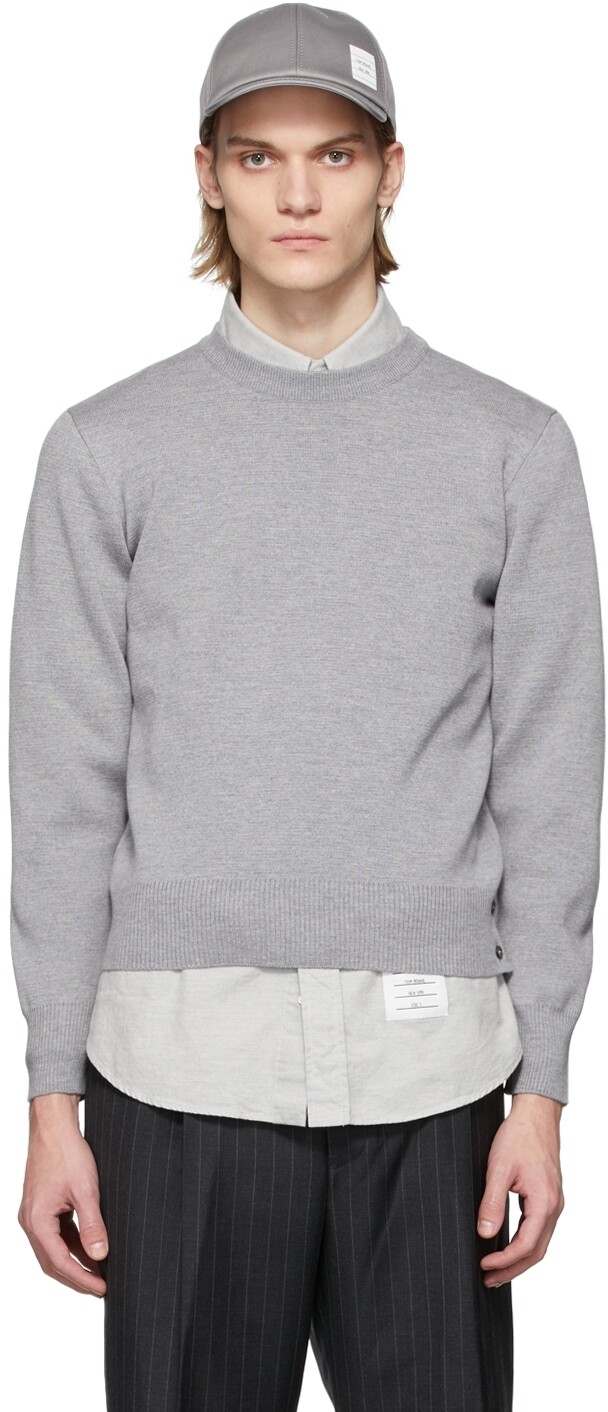 

Серый свитер из шерсти мериноса Milano Stitch Thom Browne