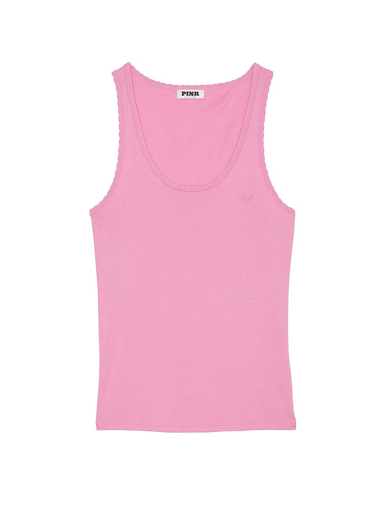 

Топ Victoria's Secret Pink Spill-the-tea Cotton Tank, розовый