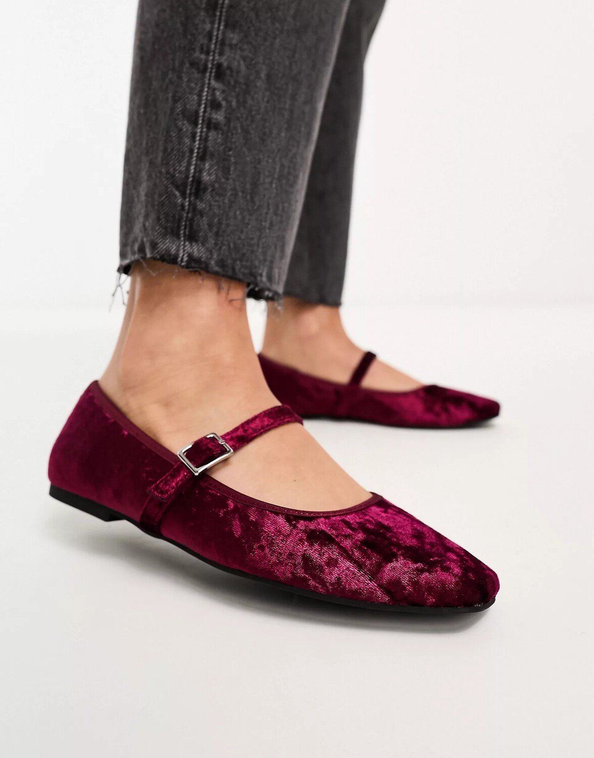 

Балетки Asos Design League Velvet Mary Jane, темно-розовый