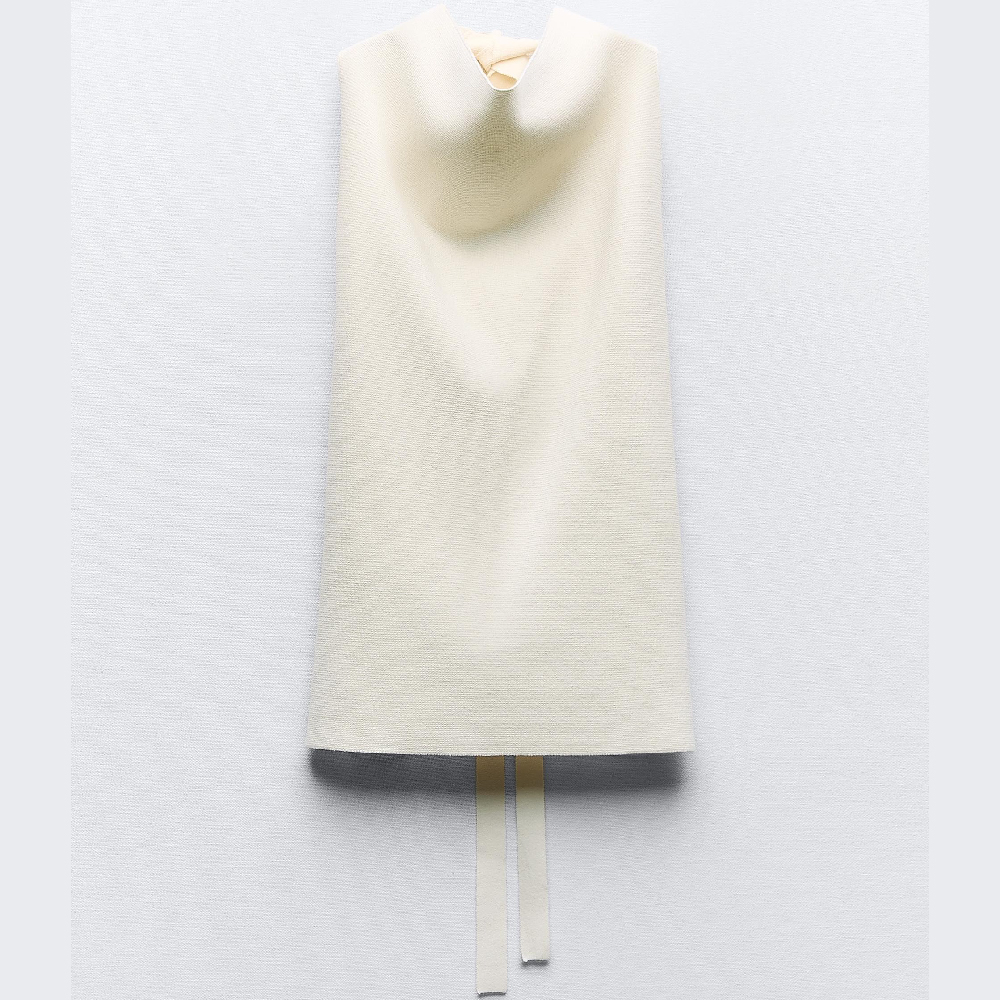 Топ Zara Knit With Open Back, белый inspire топ халтер удлиненный голубой