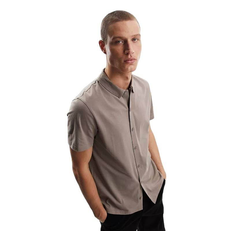 

Рубашка Asos Design Button Through Jersey, бежевый