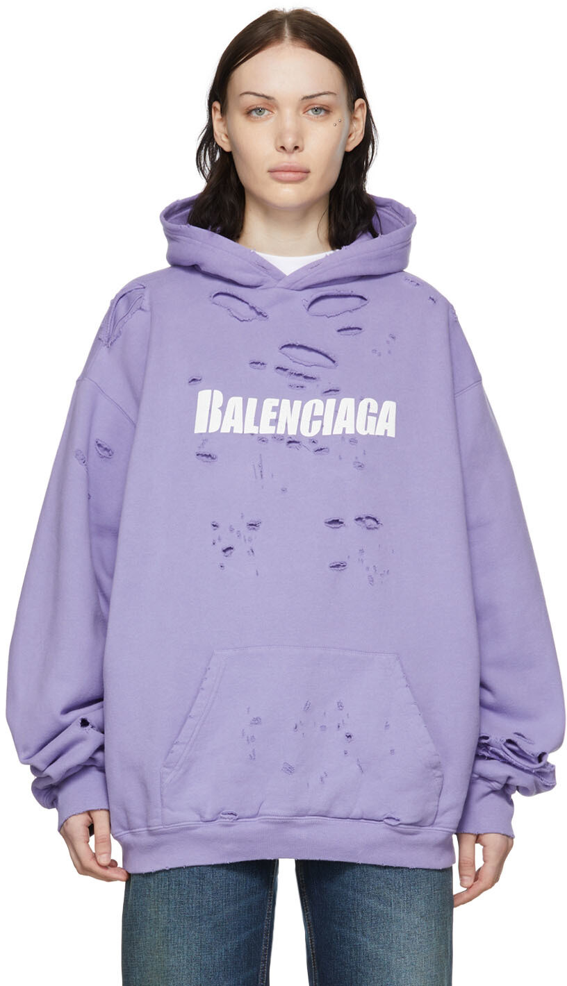 

Пурпурный худи из хлопка Balenciaga, Фиолетовый