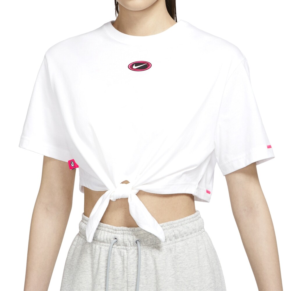 

Топ Nike AS W NSW GFX TIE SS TOP, белый/красный/черный