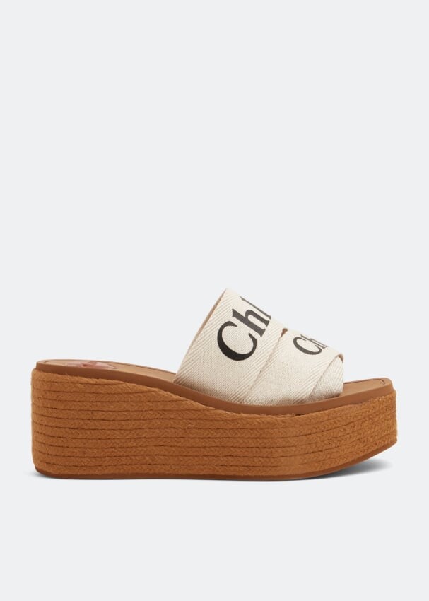 

Эспадрильи CHLOÉ Woody wedge espadrilles, белый