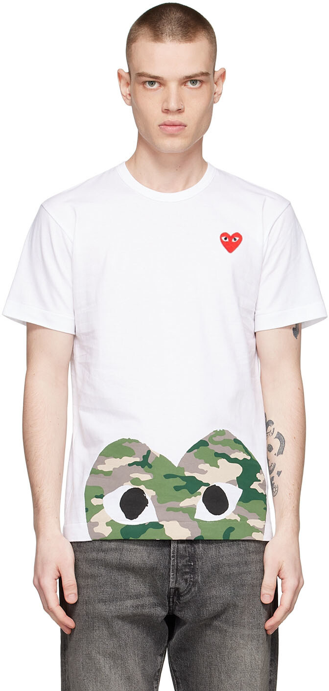 

Белая хлопковая футболка Comme des Garçons Play, Белый
