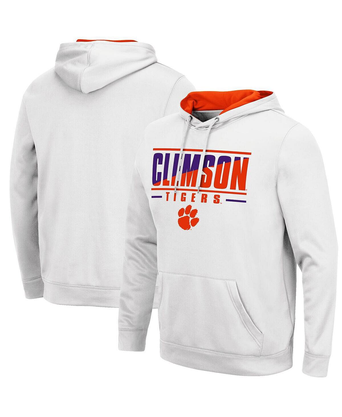 

Мужская белая толстовка с капюшоном clemson tigers slash stack 2.0 pullover Colosseum, белый