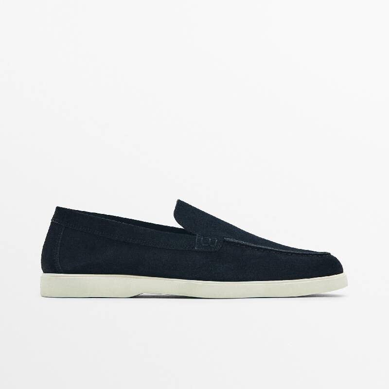 

Мокасины из замши Massimo Dutti Split Suede, синий