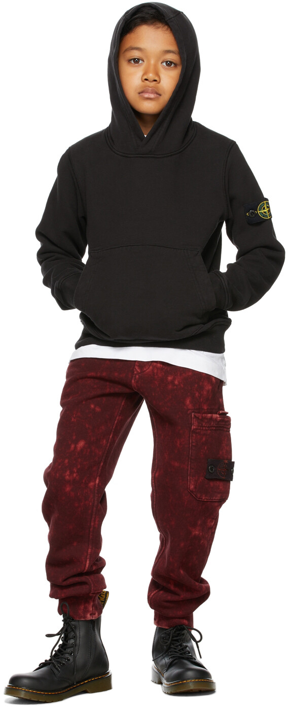 

Детская черная классическая толстовка с капюшоном Stone Island Junior