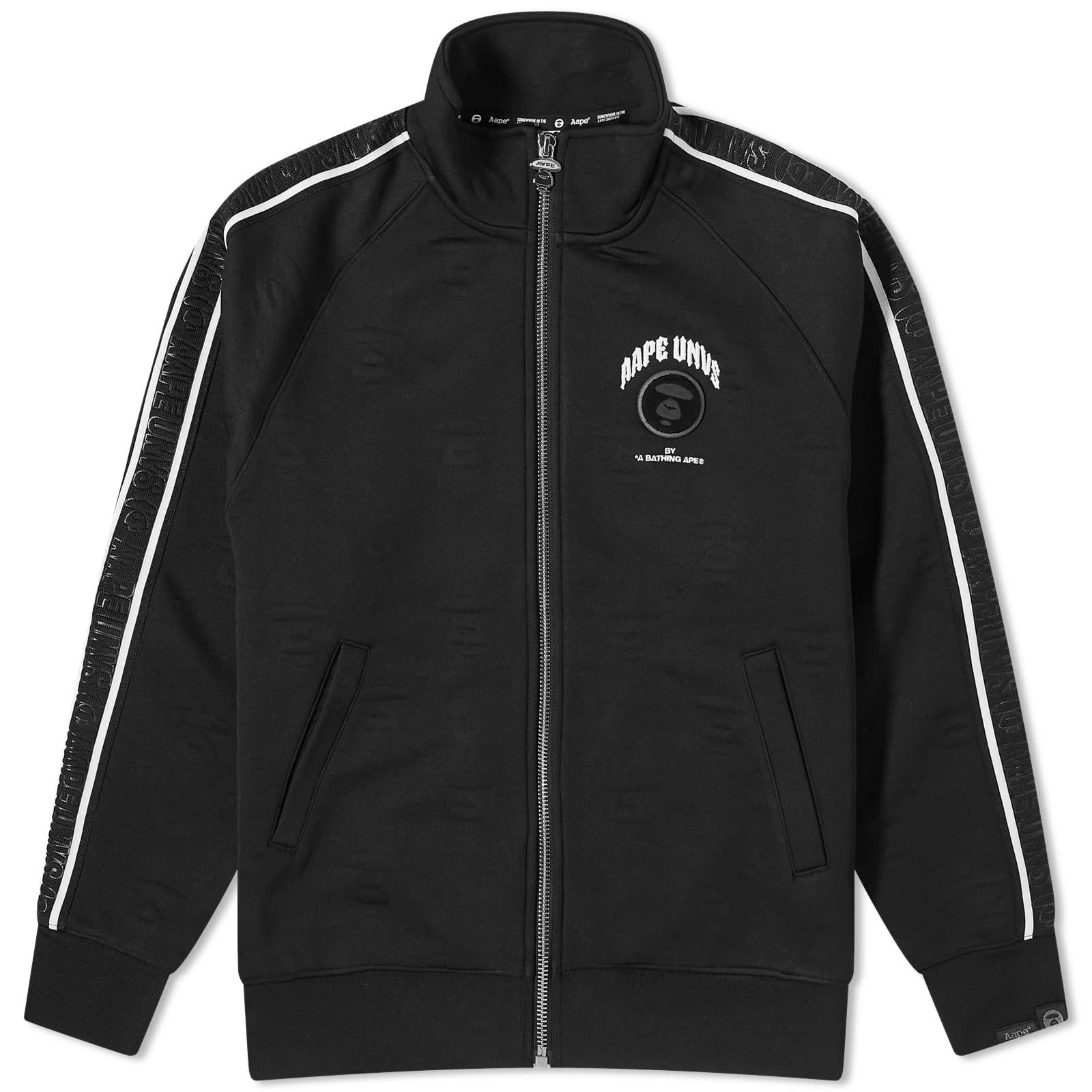 Куртка Aape Jacquard Moonface Monogram Track, черный бежевая куртка с вышивкой bape