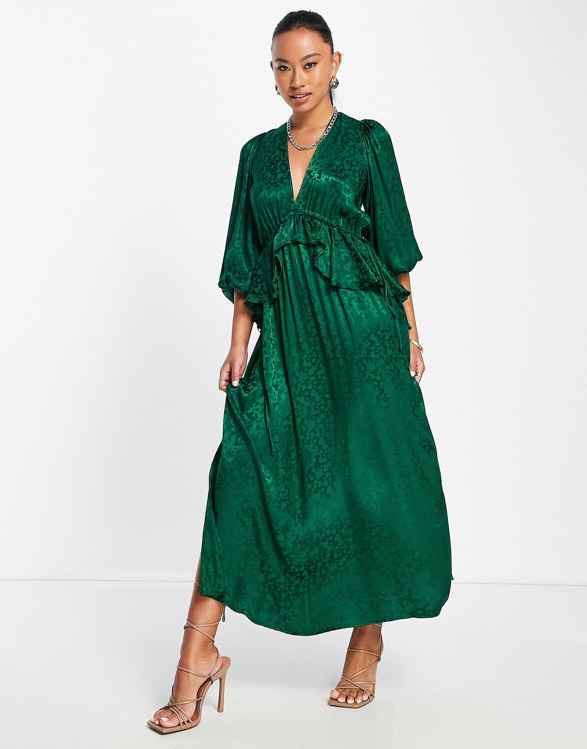 

Зеленое жаккардовое платье для торжественных случаев Riveria Topshop