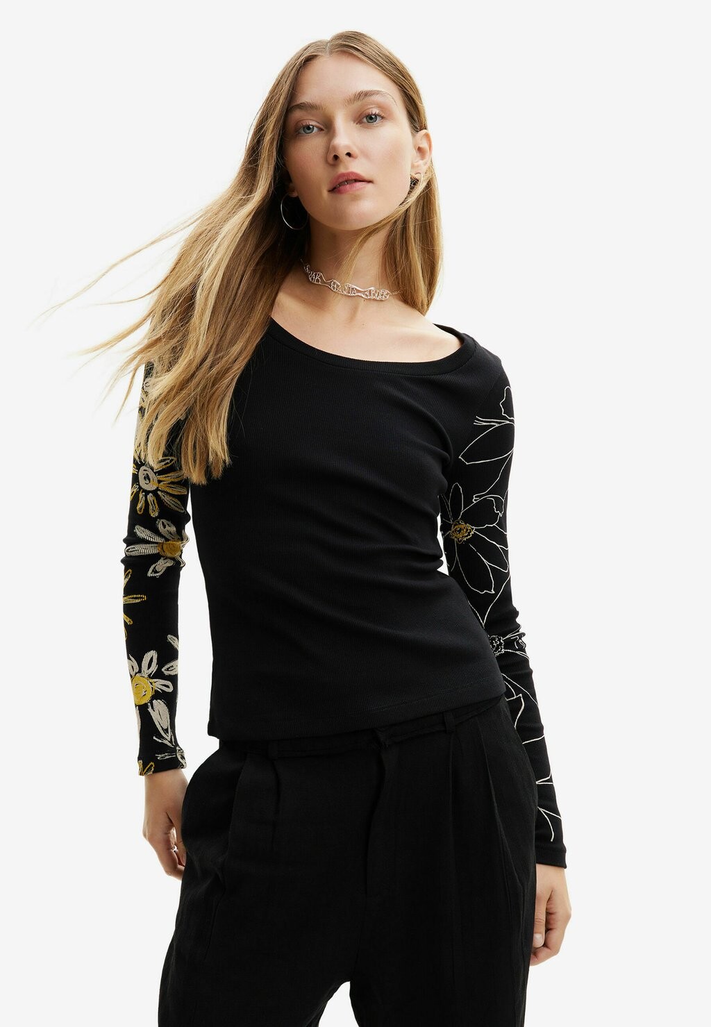 

Футболка с длинным рукавом Desigual, черная, Черный