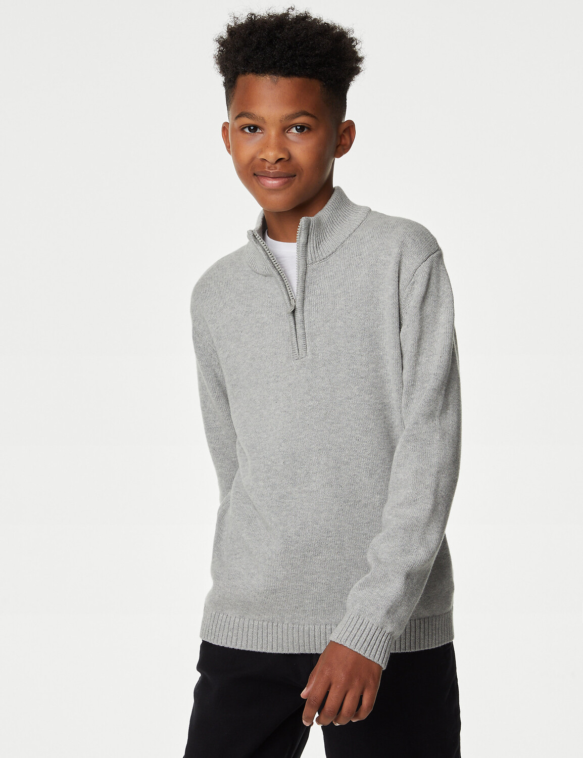 

Вязаный джемпер из чистого хлопка на молнии (6–16 лет) Marks & Spencer