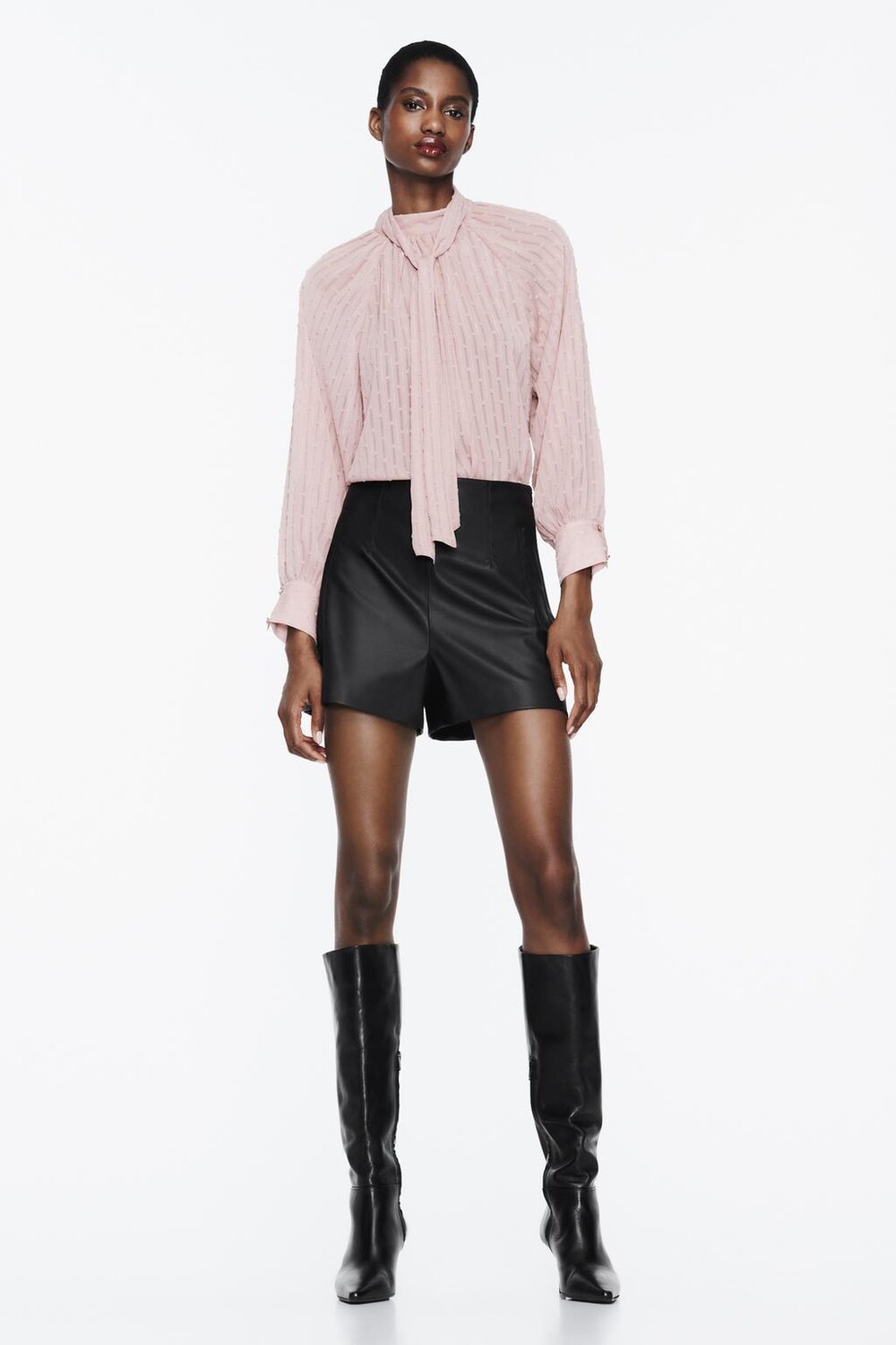 

Блузка с бантом ZARA, бежево-розовый