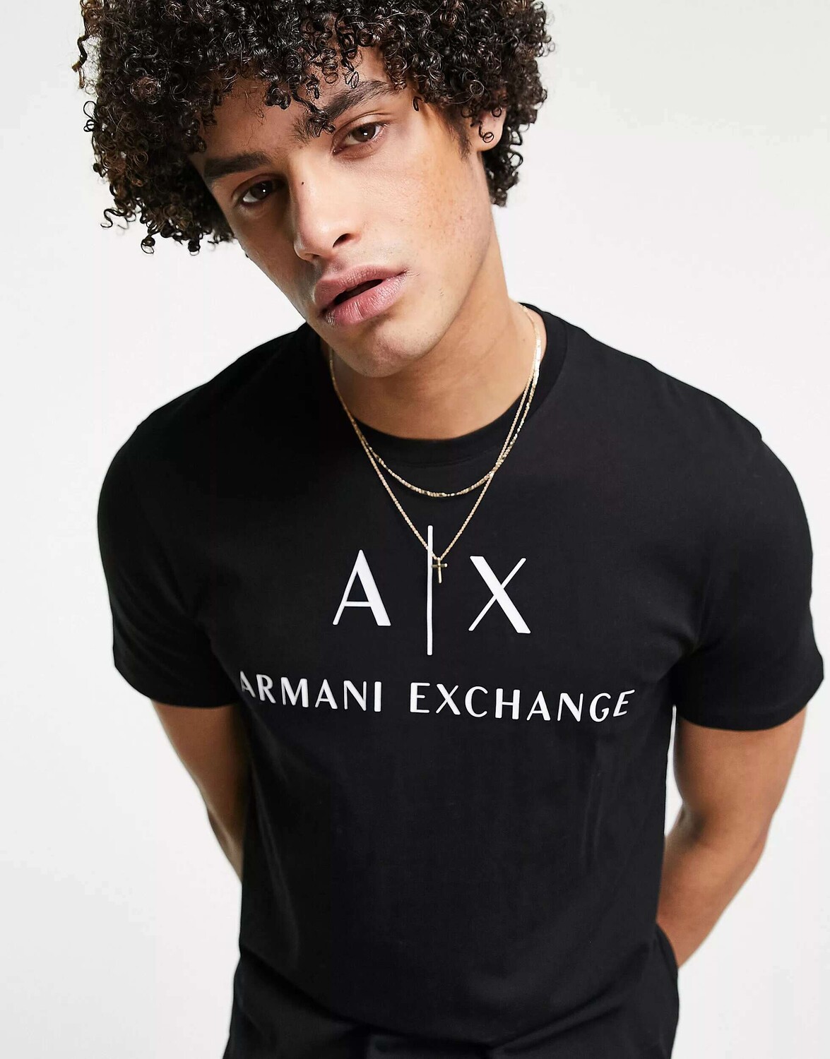 

Черная футболка с текстовым логотипом Armani Exchange, Черный