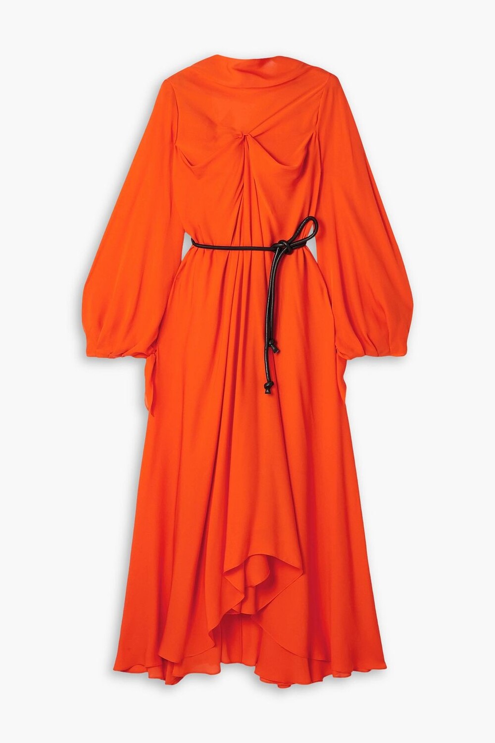 

Платье макси из шелкового крепдешина с поясом и драпировкой ROLAND MOURET, оранжевый