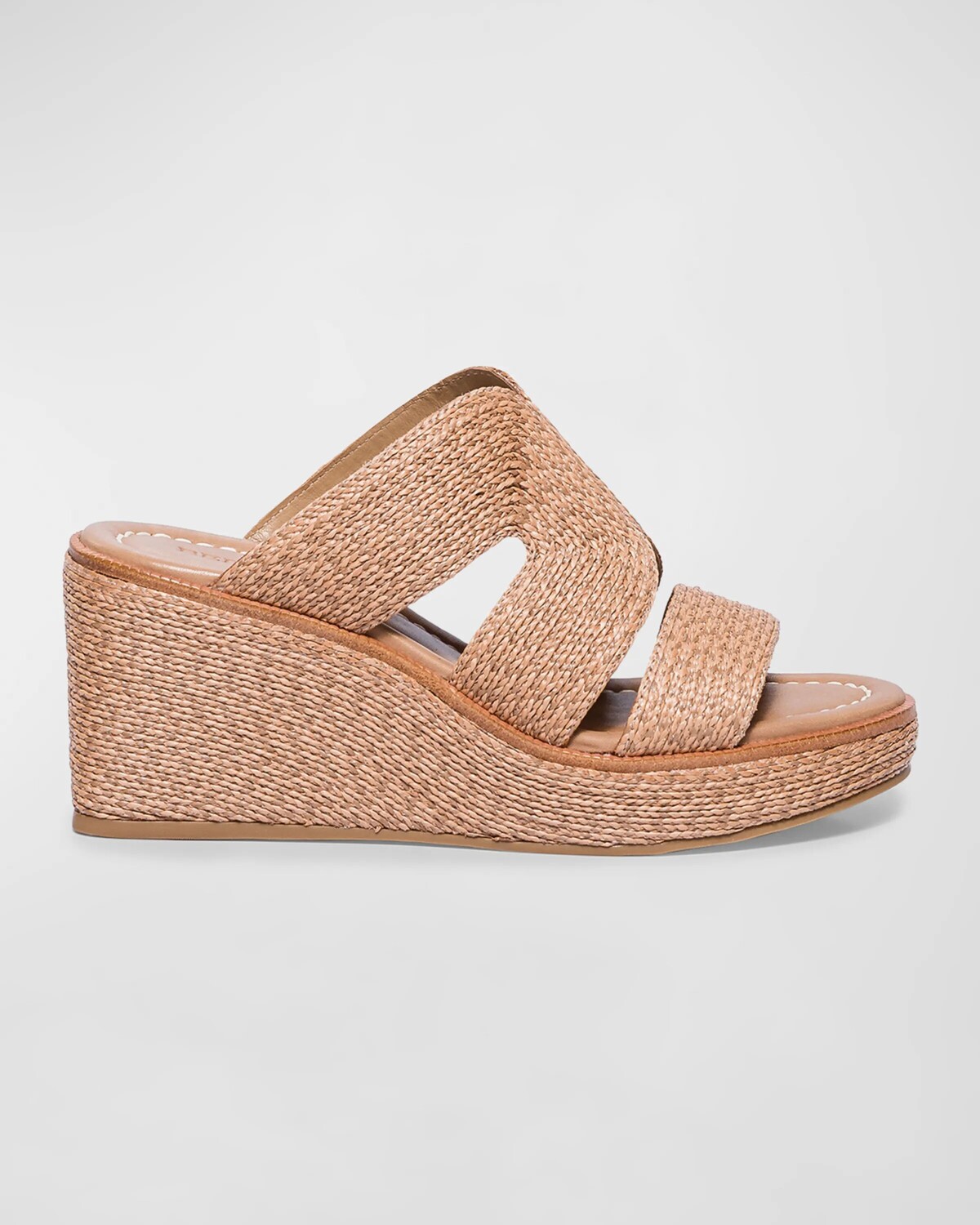 

Шлепанцы на танкетке из рафии Bernardo, цвет Sand Multi Raffia
