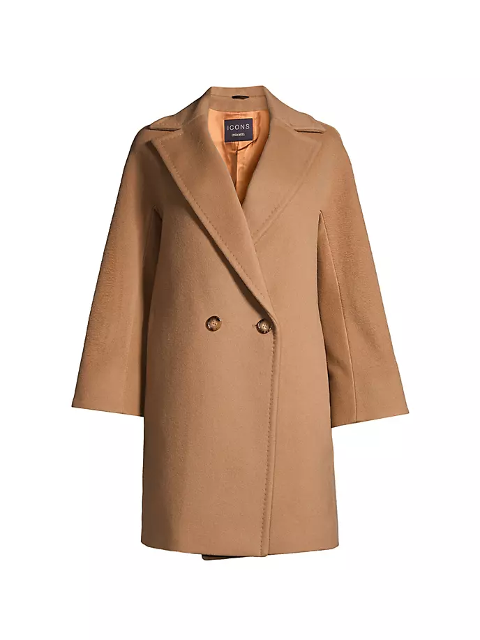 Короткое двубортное шерстяное пальто Cinzia Rocca, цвет camel cinzia soft мокасины