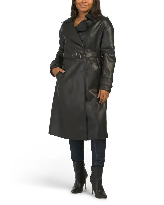 

Тренч из искусственной кожи Bcbgmaxazria, черный