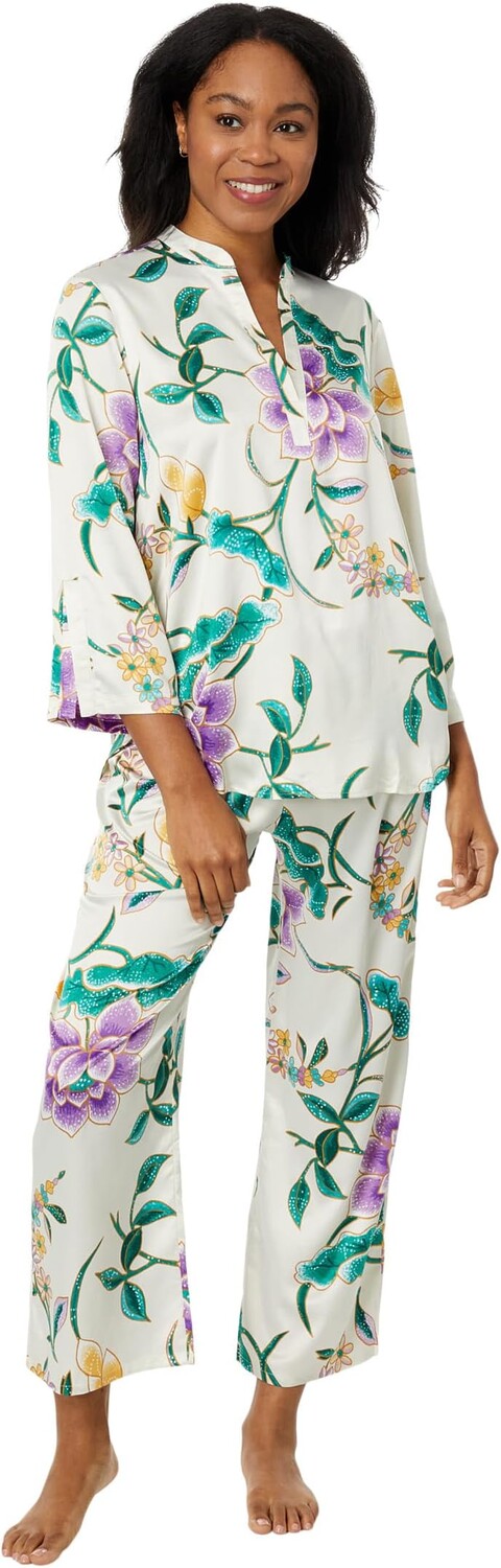 

Атласный пижамный комплект Sarasa N by Natori, цвет Oatmeal Multi