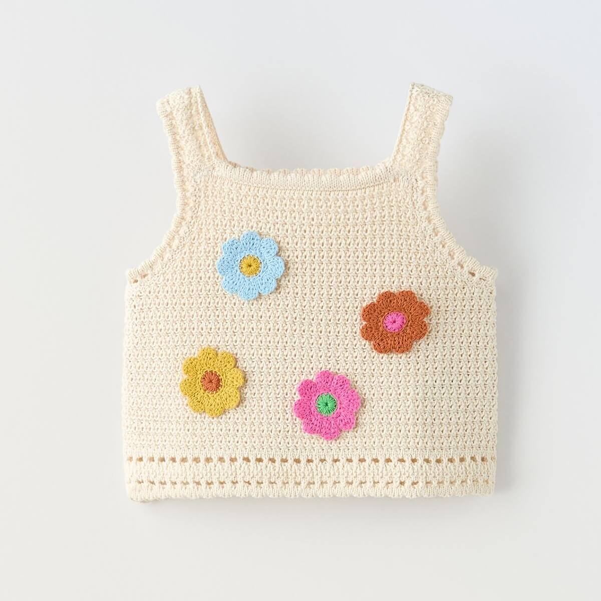 Топ Zara Floral Knit, бежевый