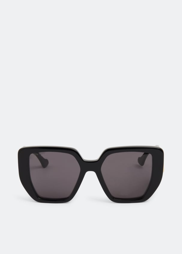 Солнечные очки GUCCI Rectangular-frame sunglasses, черный