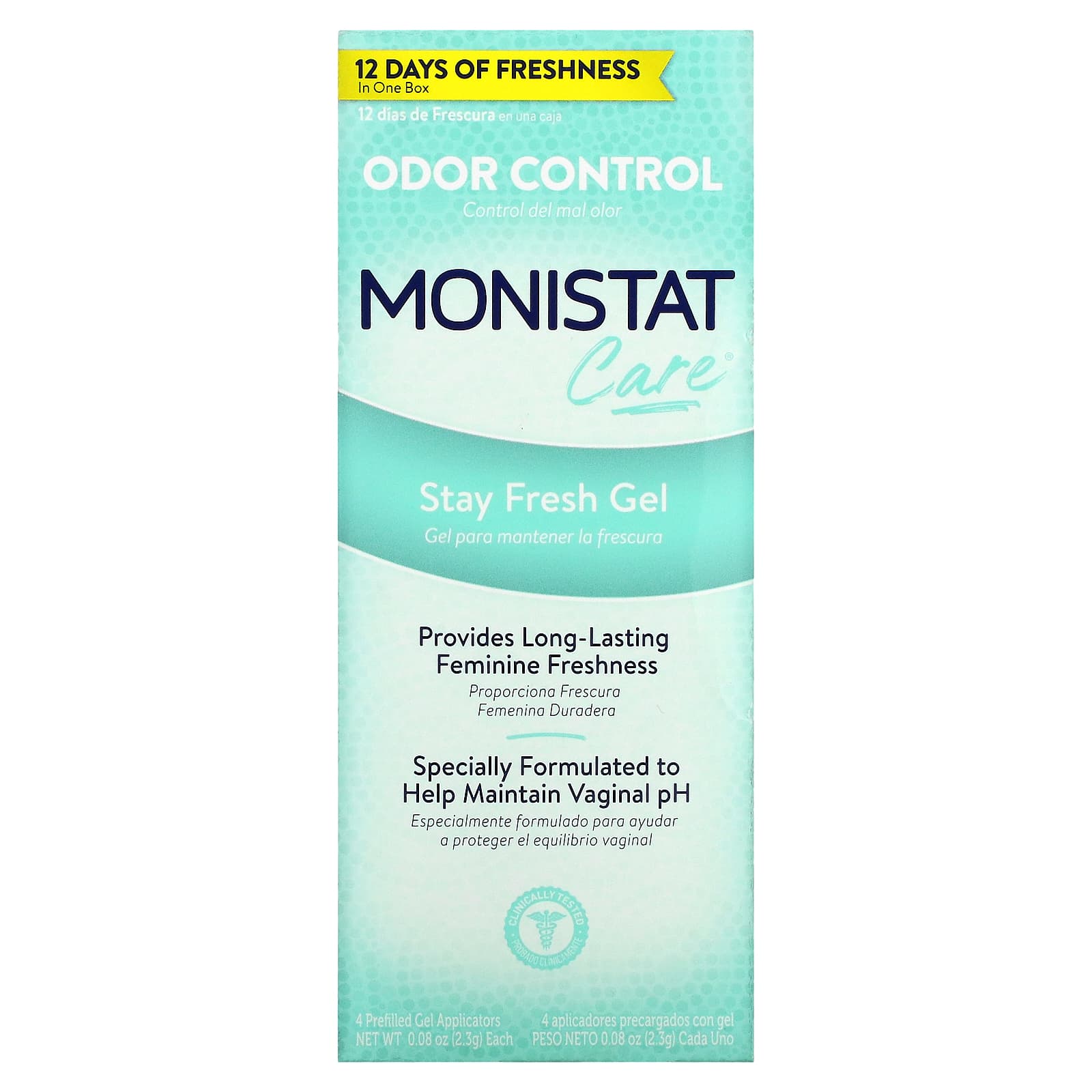 Гель Monistat Stay Fresh, 4 аппликатора по 2,3 г monistat 3 дневный лечебный крем 3 предварительно заполненных аппликатора 5 г 0 18 унции каждый