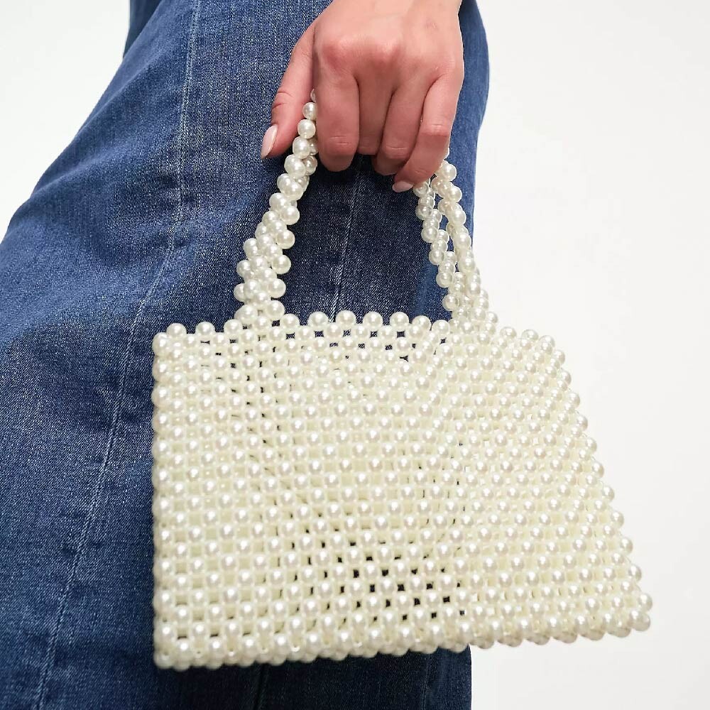 

Сумка Asos Design Pearl Beaded Ball, светло-бежевый