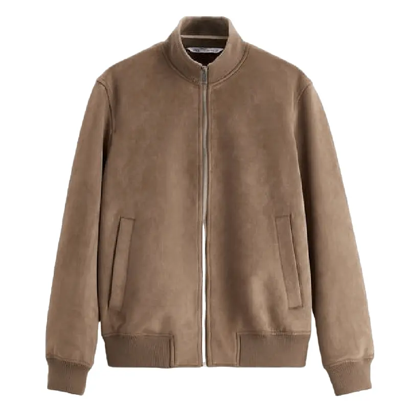 Куртка Zara Faux Suede Bomber, коричневый