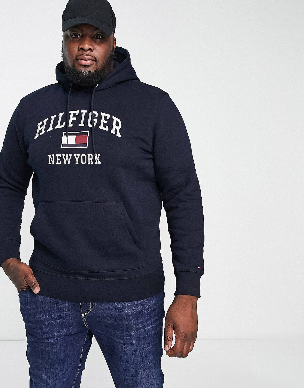 

Худи темно-синего цвета с логотипом Tommy Hilfiger Big & Tall, Синий