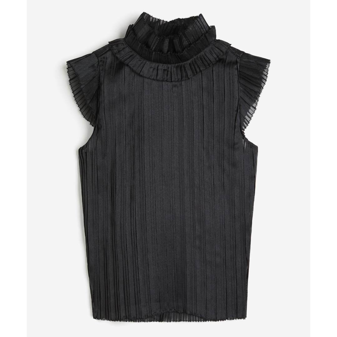 

Плиссированный топ с рюшами H&M, черный