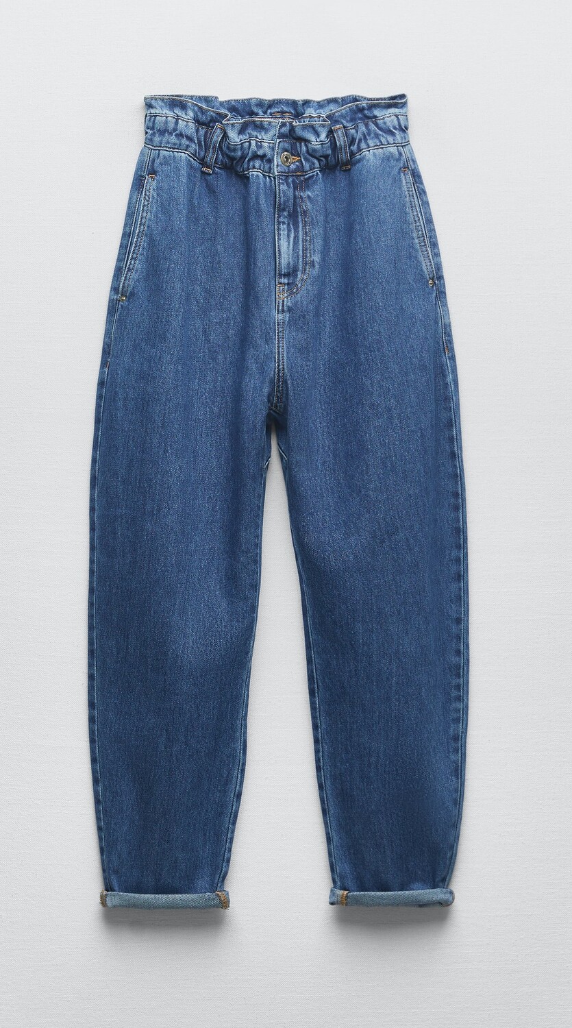 

Джинсы Zara Z1975 High-waist Baggy Paperbag, синий