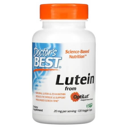 цена Лютеин с OptiLut, Doctor's Best, 20 мг, 120 растительных капсул