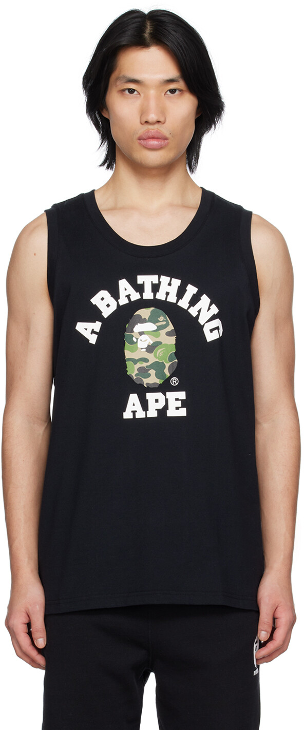 

Черная майка колледжа с камуфляжным принтом BAPE