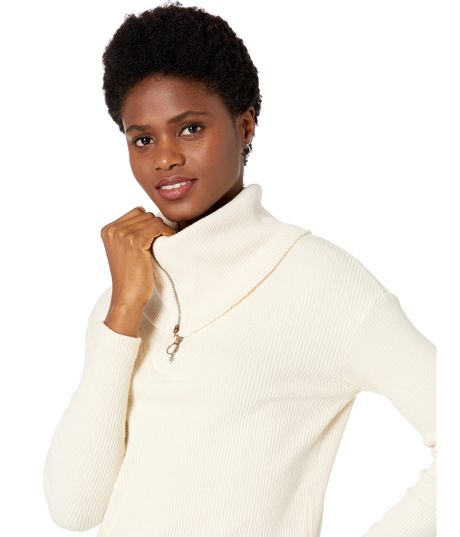 MONROW Brushed Rib 1/2 Zip Sweatshirt