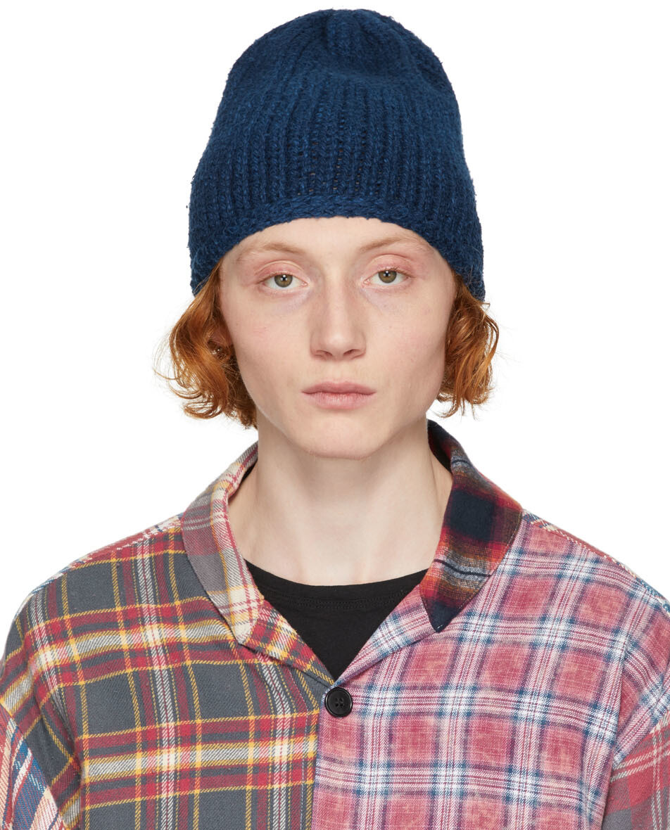 

Темно-синяя вязаная шапка в рубчик Greg Lauren