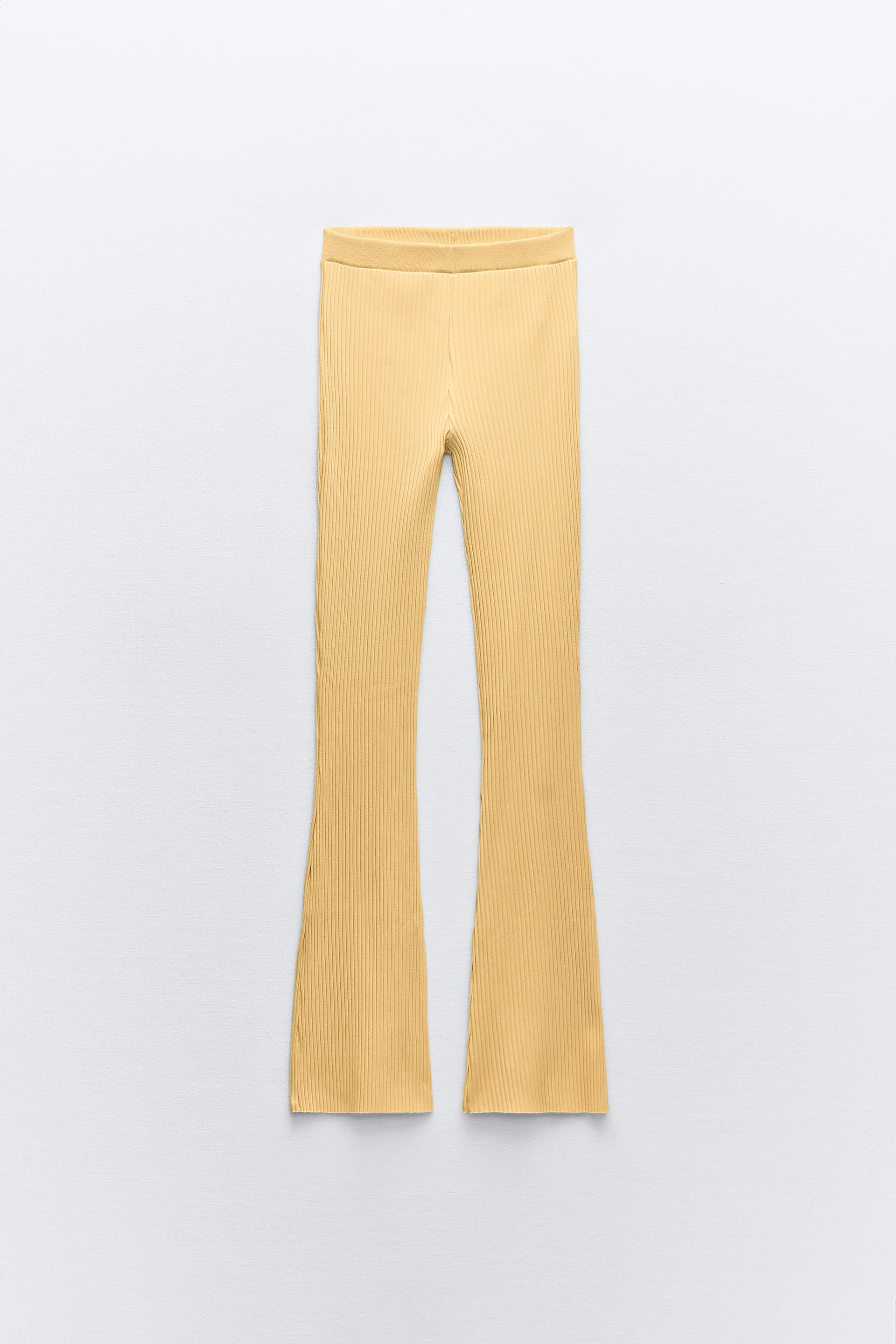 Брюки Zara Ribbed Flared, светло-желтый. 8615616 женские расклешенные брюки на шнурке 3 цвета
