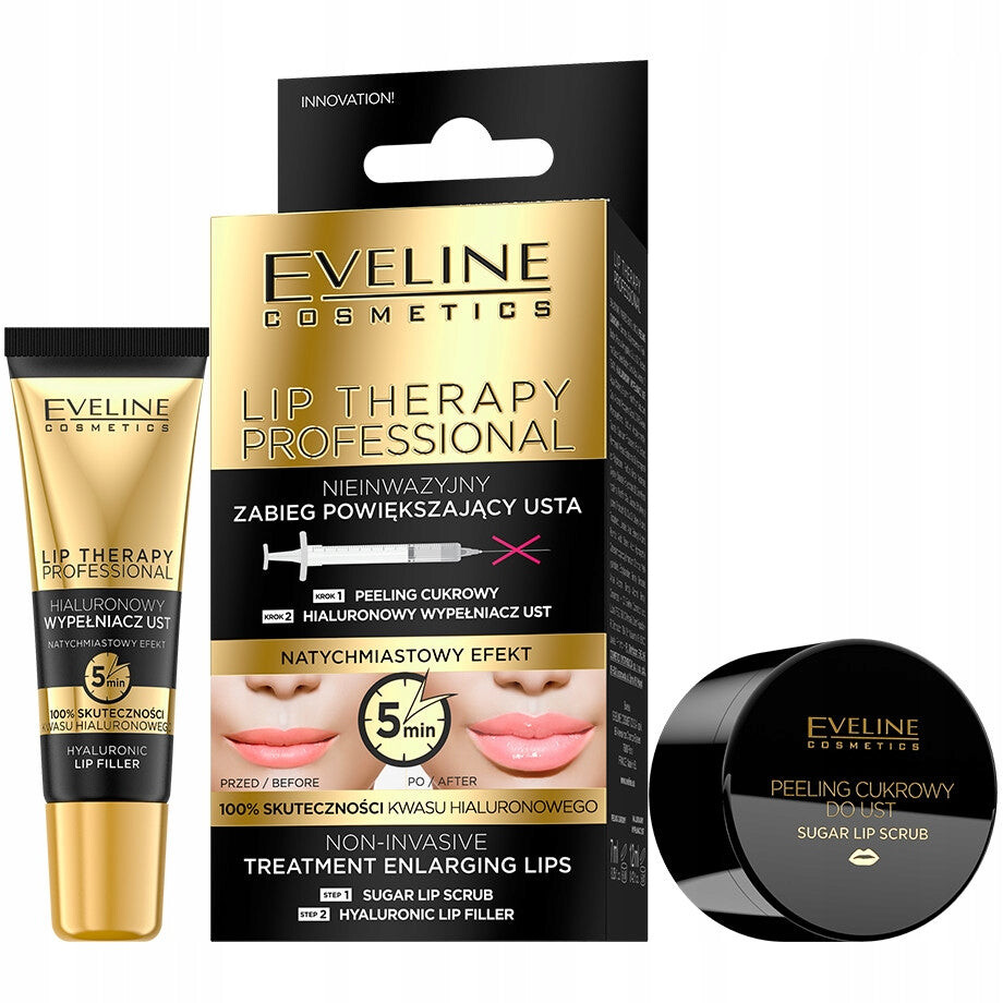 

Eveline Cosmetics Lip Therapy Профессиональный неинвазивный уход за губами Сахарный скраб для губ 7 мл + Гиалуроновый наполнитель для губ 12 мл