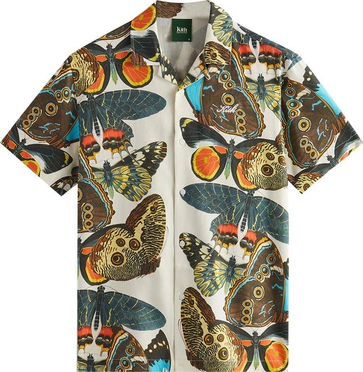 Рубашка Kith For AMNH Butterflies Camp Collar Shirt 'White', белый - фото