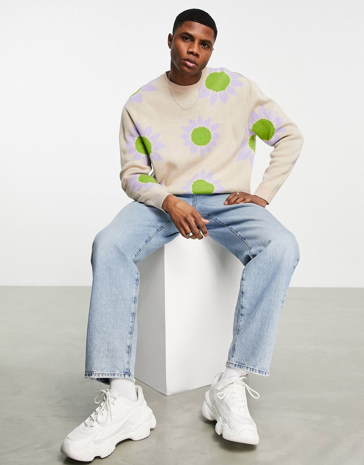 

Джемпер жаккардовой вязки с цветочным узором ASOS DESIGN
